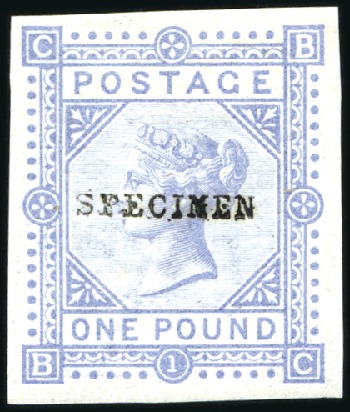 Stamp of Great Britain » 1855-1900 Surface Printed 1878 £1 Imperforate colour trial in grey-blue, wmk