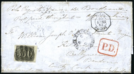 1863 (Mar 12) Entire from Campinas to Ireland with
