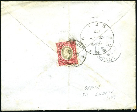 1907 (Jul 10) Envelope to London bearing KEVII 1a 