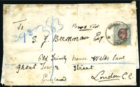 1907 (Jan) Newspaper wrapper sent registered to En