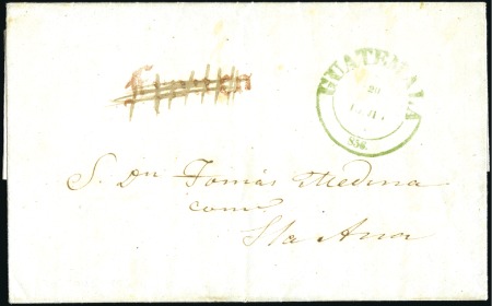 Stamp of Guatemala 1856 and 1860 Entire letters to Santa Ana in El Sa