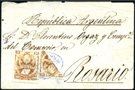 1886 Pair of covers franked at the 15c rate by 187