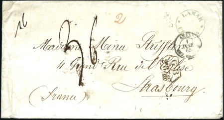 Stamp of Bolivia 1864 Stampless cover to France with circular undat