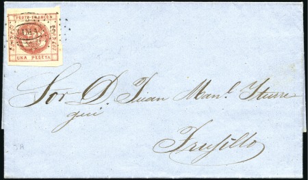 1858 1p rose red, large margins, on 1858 cover fro