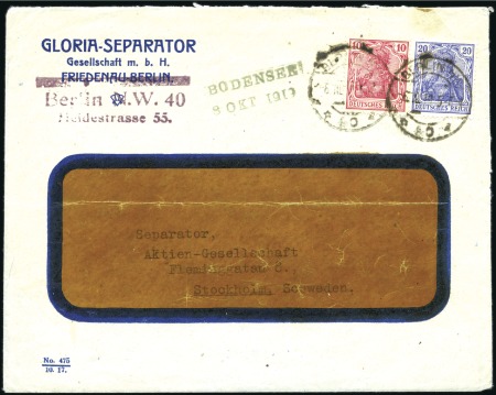 1919 (8 Oct.) Cover to Sweden franked by Germania 