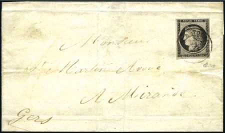 Stamp of France 1849 20c noir, bien margé, oblitéré càd Toulouse 5