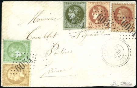 Stamp of France 1871 Rarissime afft 4 couleurs avec 3 émissions : 