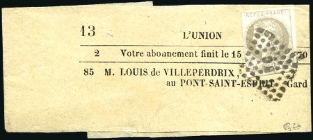 Stamp of France 1870 Rarissime usage seul du 4c Bordeaux Report 1 