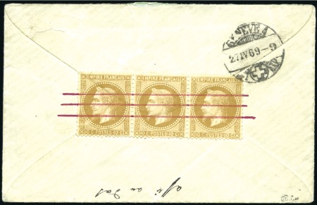 1869 Enveloppe de Chamonix pour Genève avec 10c La