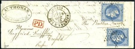 Stamp of France » Guerre de 1870-1871 Ballon monté pour la PRUSSE affranchi à 40c par de