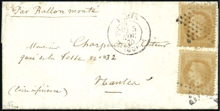 Stamp of France » Guerre de 1870-1871 Ballon monté Le Ville de Chateaudun pour Nantes av