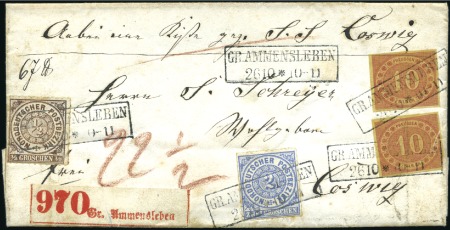 1869 Folded entire (parcel letter) to Coswig frank