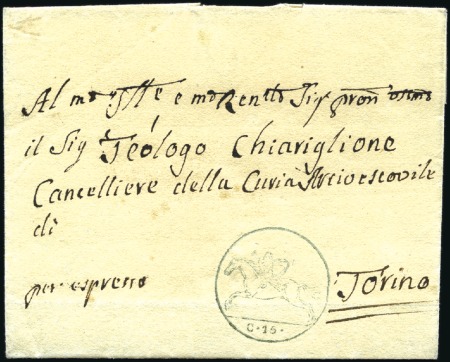 1819 CAVALLINI: 15c blue postal stationery from Ca