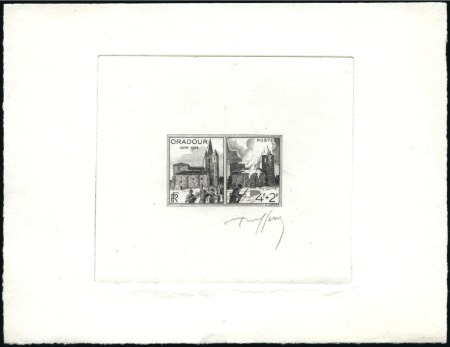 Stamp of France 1945 Oradour sur Glane, épreuve d'artiste signée d