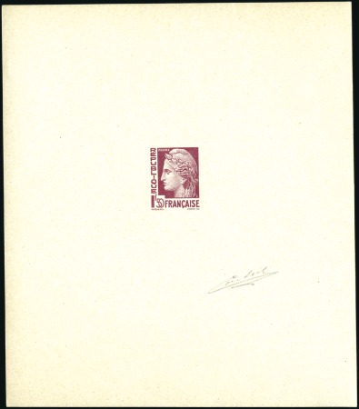Stamp of France 1945 Cérès de Mazelin, 1F50 lilas, épreuve d'artis