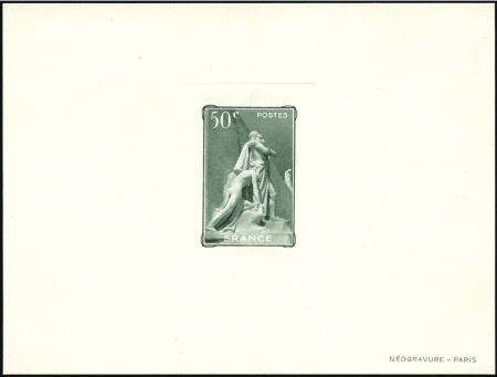 Stamp of France 1936 Mémorial de Vimy, deux épreuves de luxe à 50c