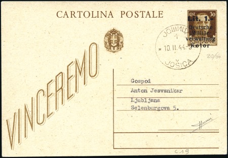 1944 Italian 'Vinceremo' 30C postal stationery car