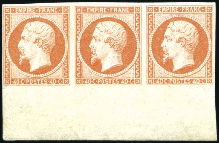 Stamp of France 1853 40c Empire non dentelé, exceptionnelle bande 