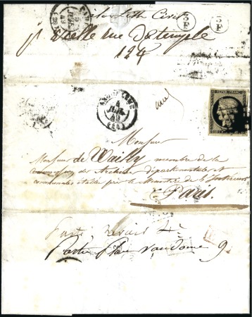 Stamp of France 1849 20c noir sur lettre d’Angoulême 04.07.49 pour