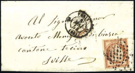Stamp of France 1849 Cérès 40c orange bien margé, obl. gros points