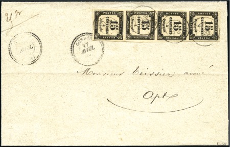 Stamp of France Rare bande de 4 du 15c Taxe carré avec belles marg