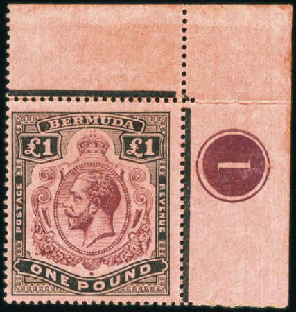 1918-22 Wmk Multiple Crown CA £1 purple and black 