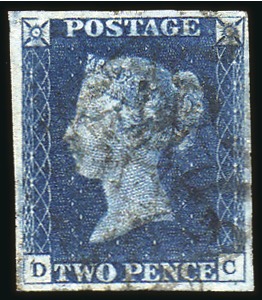 Stamp of Great Britain » 1840 2d Blue (ordered by plate number) 1840 2d Deep Full Blue pl.2 DC, large margins with