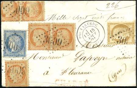 Stamp of France La série Siège complète sur lettre chargée de Pouy