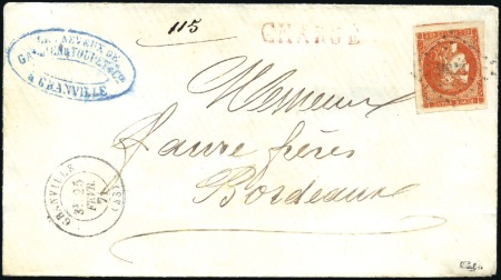 Stamp of France Superbe 40c orange vif avec deux voisins obl. PC d