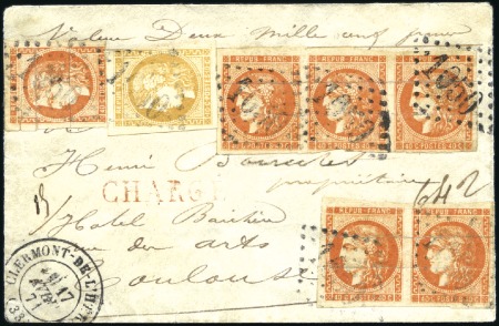 Stamp of France 10c Bordeaux +40c x6 (bande de trois +paire +isolé