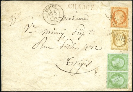 Stamp of France Rare tricolore en 3 émissions avec 5c Empire dent.