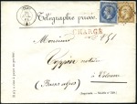 Stamp of France 1853-76, Cinq télégrammes recommandé ou chargé don