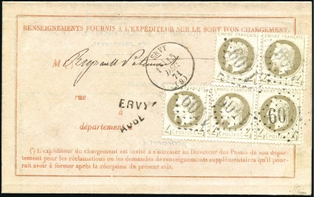 Stamp of France 4c Empire Lauré sur Avis de réception, càd Ervy 15