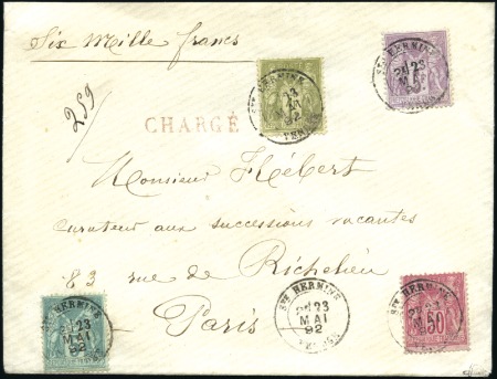 Stamp of France 1878-1902, 28 lettres chargées/rec. sur pages d'ex