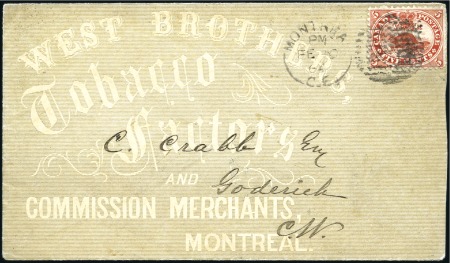 Stamp of Canada 1864 "Tobacco Factor's" advertising cover franked 