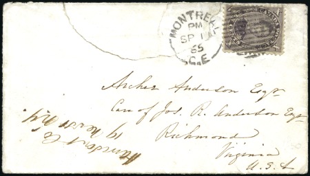 Stamp of Canada 1866 (Sep 11) Envelope to USA with 1859 10d Deep r