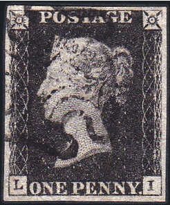 Stamp of Great Britain » 1840 1d Black and 1d Red plates 1a to 11 1840 1d. Black pl.5 LI, large margins on all sides