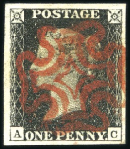 Stamp of Great Britain » 1840 1d Black and 1d Red plates 1a to 11 1840 1d Black pl.5 AC state 1, good to very good m