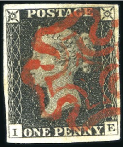 Stamp of Great Britain » 1840 1d Black and 1d Red plates 1a to 11 1840 1d Black pl.3 IE, fine to large margins, cris