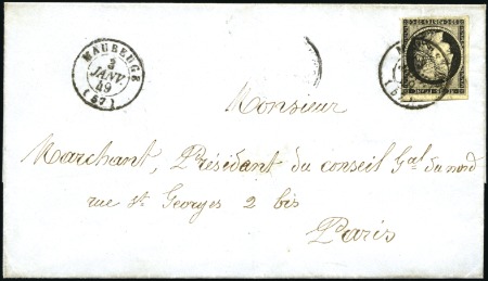 Stamp of France 1849 20c noir (au filet à gauche mais non touché) 