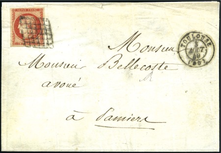 Stamp of France 1849 1F vermillon vif, nuance exceptionnelle, obl.