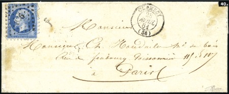 Stamp of France 20c Empire ND piquage de CLAMECY sur lettre avec c