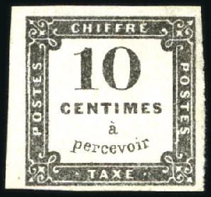 1859 10c Noir Litho avec petit bdf, neuf sans gomm