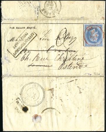 Stamp of France » Guerre de 1870-1871 Rare courrier de l'île de Bryler par le Jacquard, 