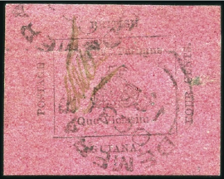 1856 Provisional 4 cents black on magenta, securit