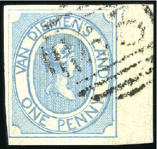 1853-54 Courier 1d pale blue, with sheet margin at