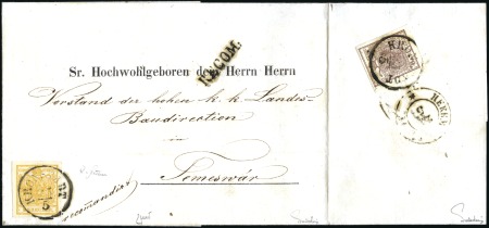 Stamp of Hungary 1Kr ockerorange Handpapier vorderseitig auf rekomm