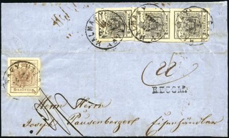 Stamp of Hungary 6Kr braun vorderseitig + 2Kr schwarz (3, inclusive