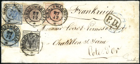 Stamp of Hungary VIERFARBENMEHRFACHFRANKATUR NACH FRANKREICH - FRAN