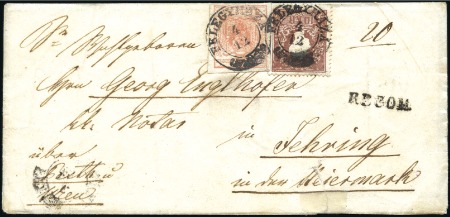 Stamp of Hungary MIXED FRANKING1858 10Kr Brown (2 incl. one on re
